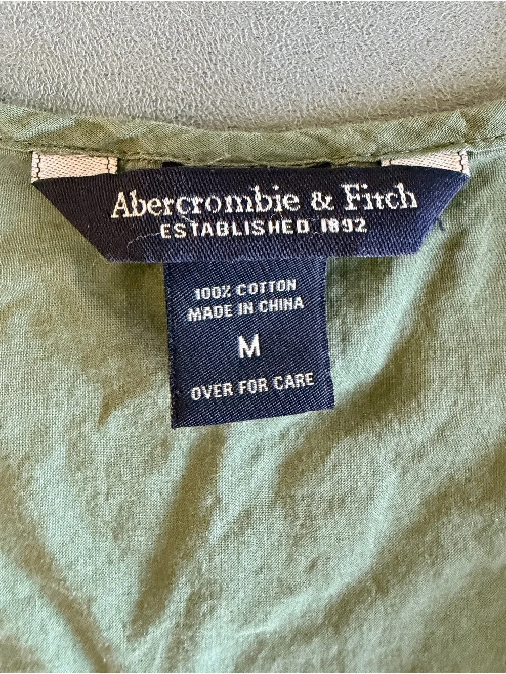 Abercrombie & Fitch Olive Green V-Neck Tunic with Red Floral Embroidery - Picture 4 of 4